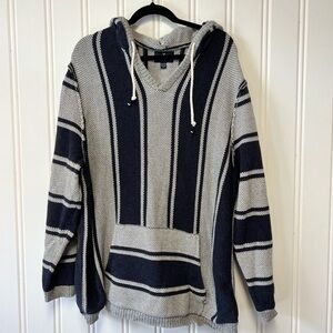 American Eagle Outfitters Navy and Gray Hooded Sweater Size XXL